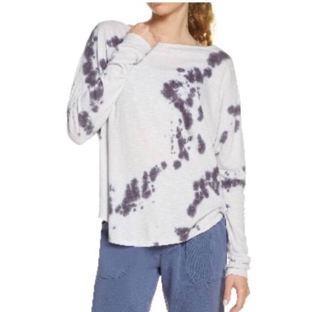Zella Long Sleeve Tie Dye Tee Shirt Sz L Blue White‎ Athleisure EUC